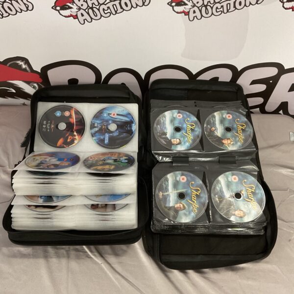 DVD collection neatly organised in protective folders.