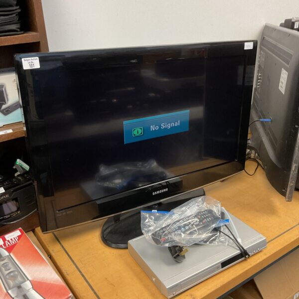 Samsung 32 inch flat screen TV with DVD player, untested condition.