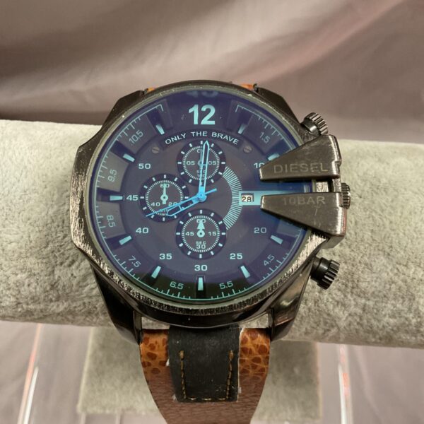 Diesel Only The Brave watch with stainless steel case and dark dial.