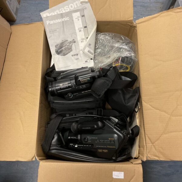 Two Panasonic video cameras with tape’s & accessories