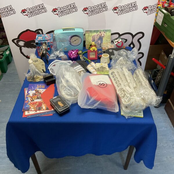 Mixed lot of toys and collectibles including a Mario outfit.