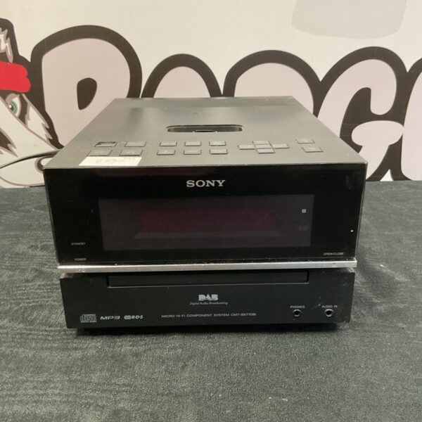 Sony CMT-BX77DBI DAB radio CD player stereo system front view.