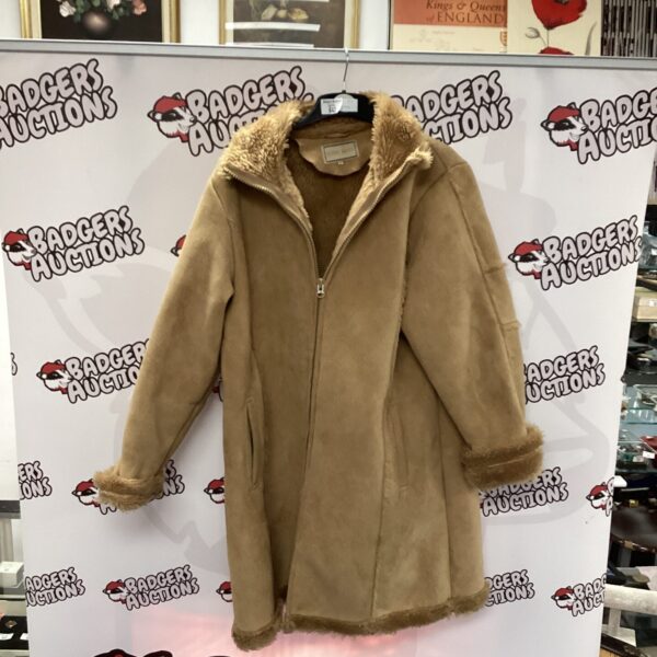 Full length sheepskin coat by Vicky Smith, size L.