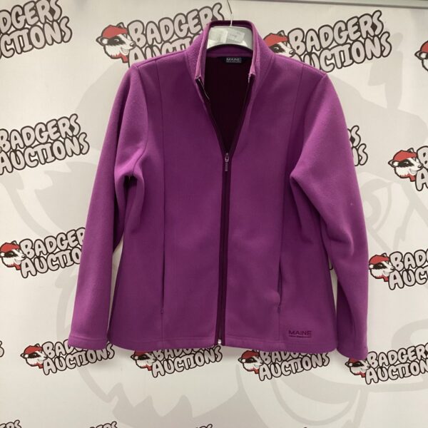 Purple Maine ladies’ size 16 zipper jacket, fleece outerwear.