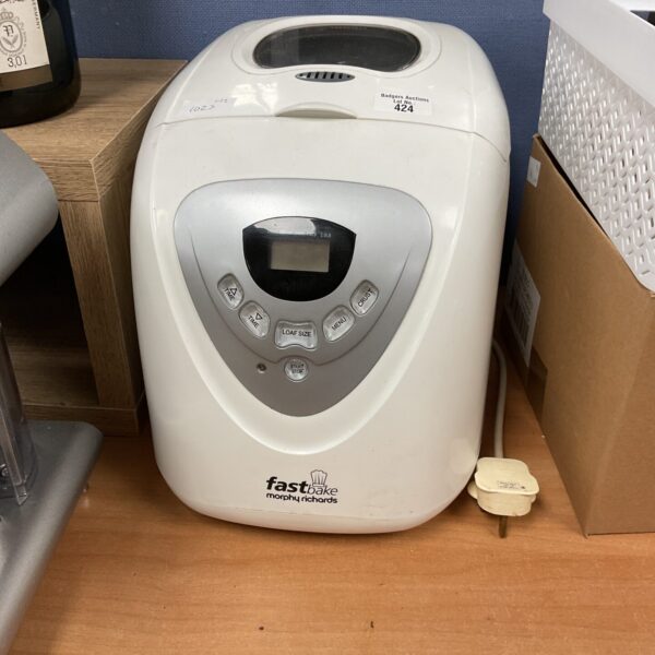 White Morphy Richards Fast Bake bread maker appliance.