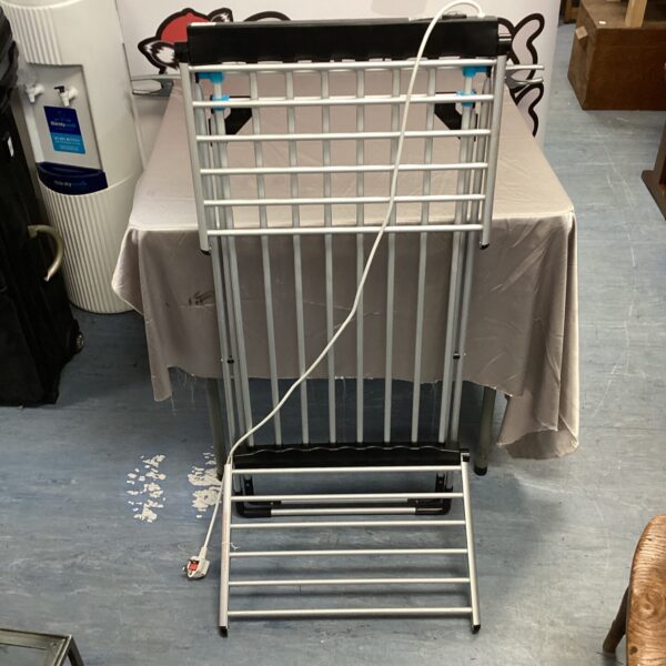 Used heated clothes airer, folding laundry rack for indoor drying.