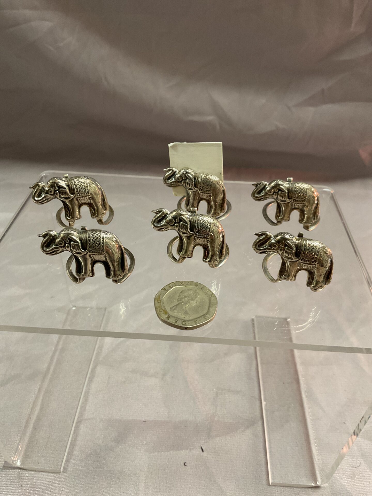 809 six 925 silver elephant Table place markers 25.8g
