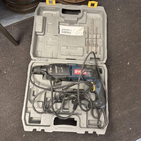 Ryobi ERH-650V hammer drill in its original carrying case.