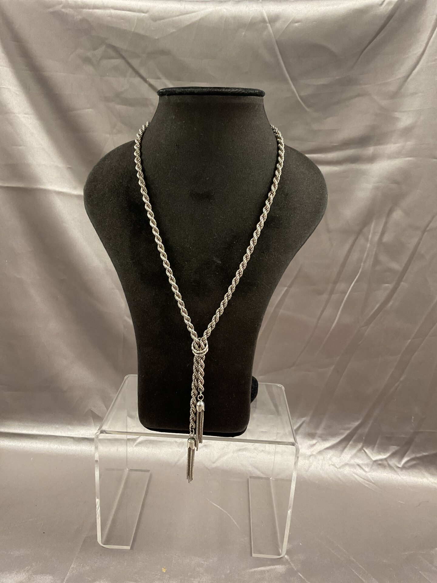 779 925 Silver Rope Chain necklace with tassel ends 25g