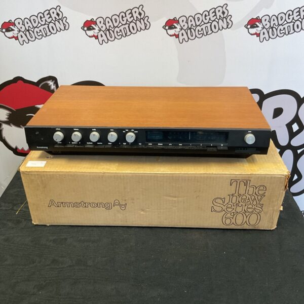 Vintage Armstrong 626 teak amplifier with original box.