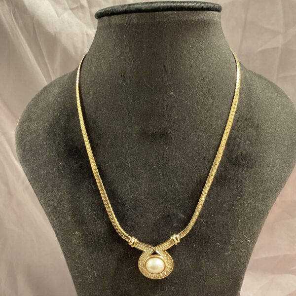 Vintage Dior Grosse necklace with pearl and crystal pendant.
