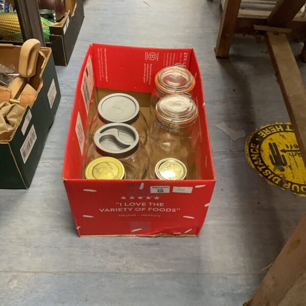 Lot of vintage glass preserve and sweet jars for collectors.
