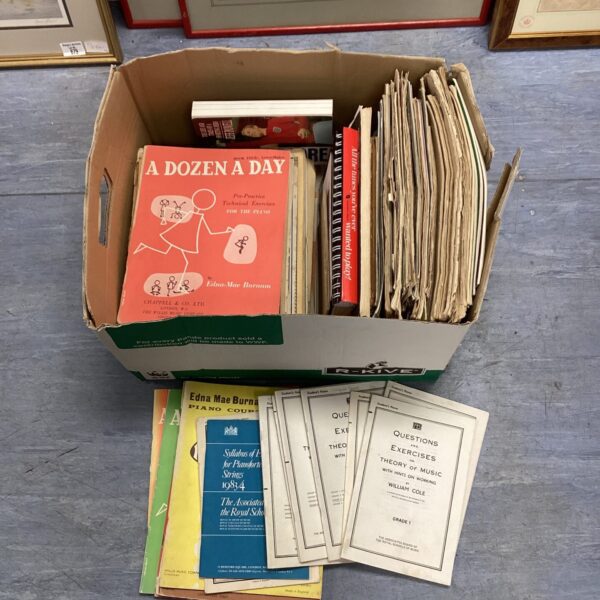 Vintage sheet music collection for piano, a variety of scores.