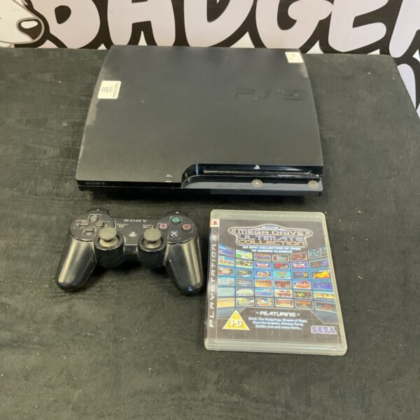 Sony PlayStation 3 console with Sega Mega Drive Collection game.