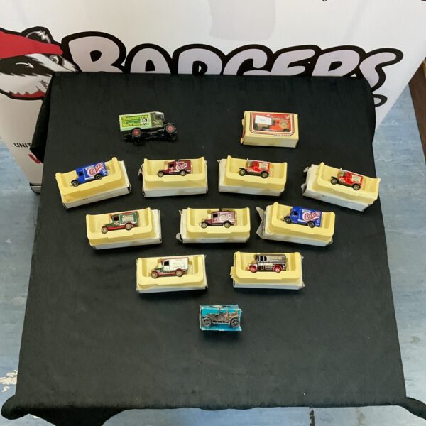 Lledo diecast truck collection featuring Walkers Crisps and Days Gone branding.