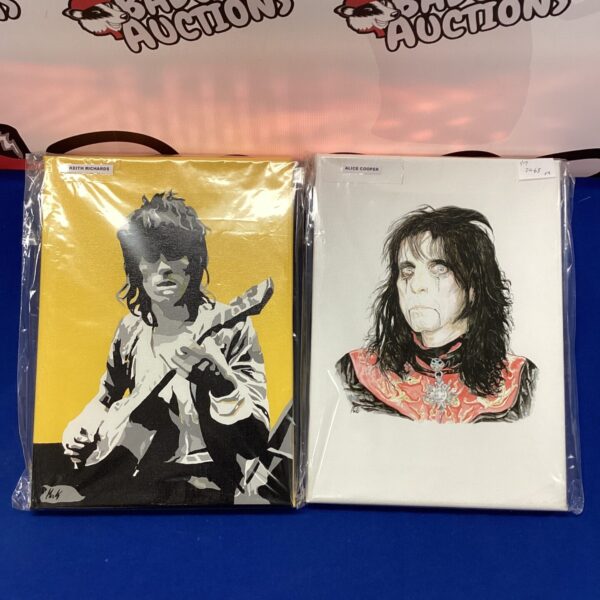 Vibrant canvas print of Alice Cooper and Keith Richards.