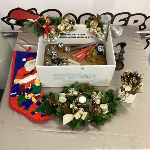 Christmas candle decorations set with festive table centrepiece.