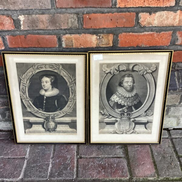 Antique Simon Fecit portrait print of Maria Stewart, 17th century engraving.