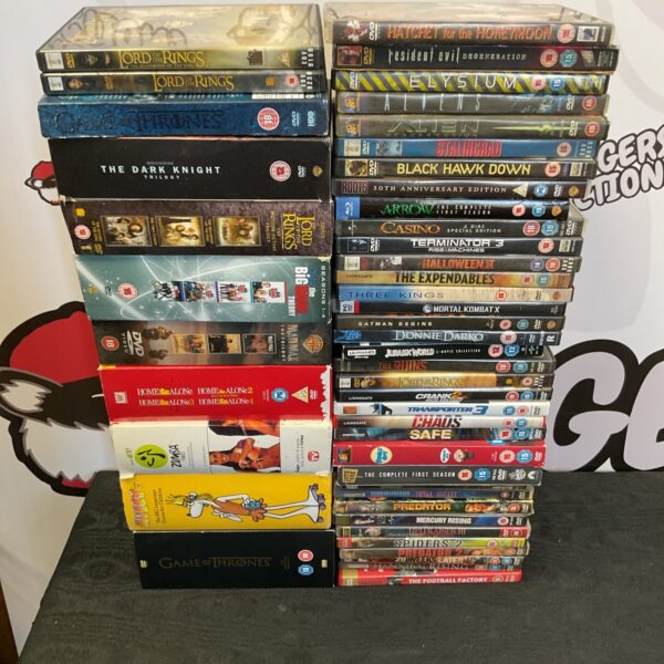 Large lot of DVDs including Game of Thrones and Lord of the Rings.
