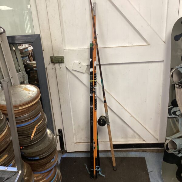 Vintage fishing rods including a Winfield Game Spinner for sale.