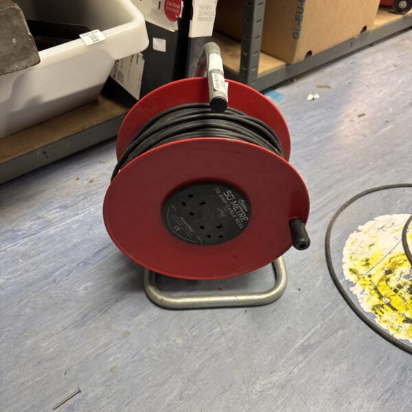 Masterplug 50m extension reel for outdoor garden use.