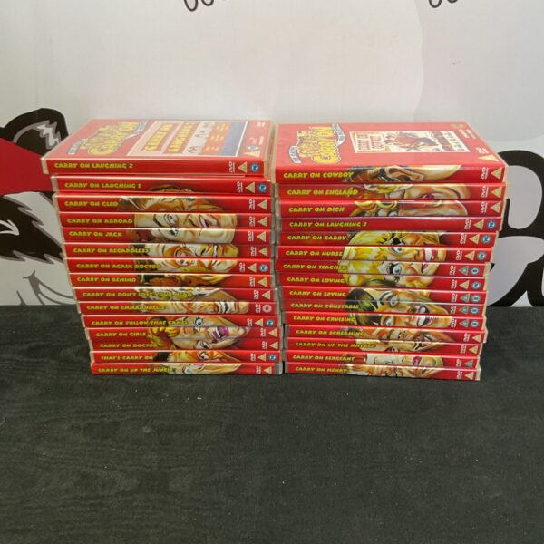 Collection of Carry On DVDs for classic British comedy fans.