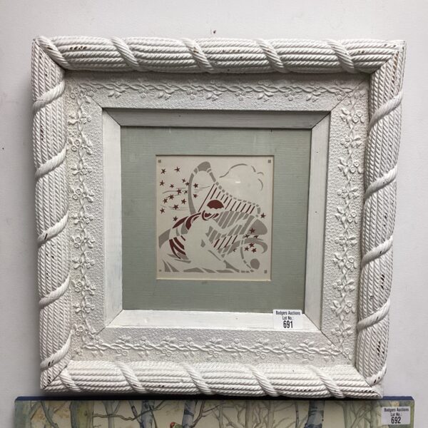 Vintage Fanny Harlfinger-Zakucka lithograph of a lady with a harp.