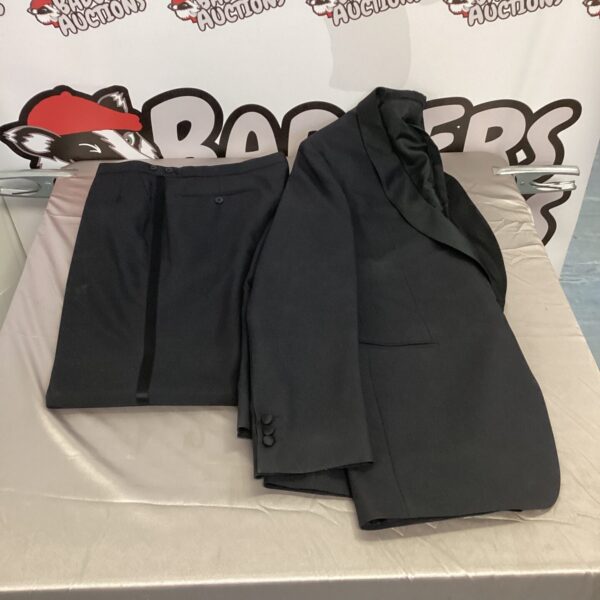 Black young mens dinner suit, slim fit formal wear.