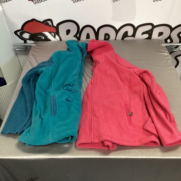 Two Lands End ladies fleece jackets, size 10-12, presented as-found.