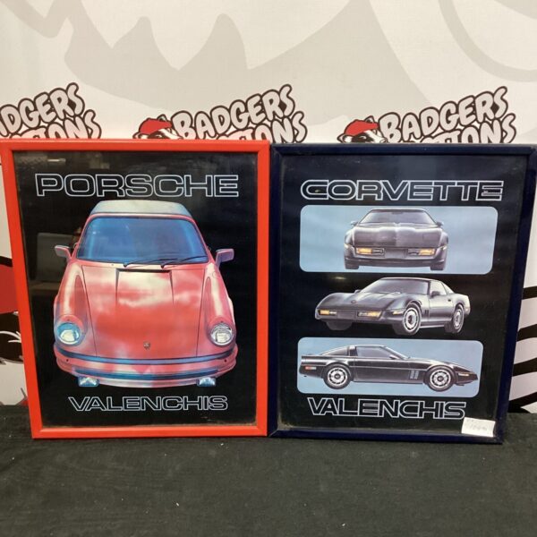 Vintage Valenchis Porsche print for automotive wall decor.