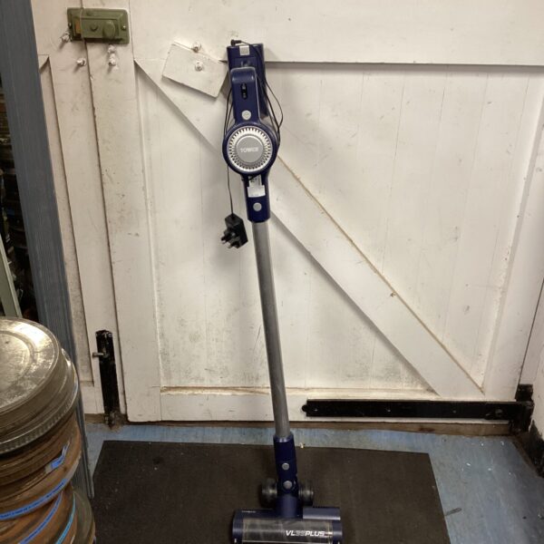 Tower cordless vacuum cleaner in blue, offered for sale.