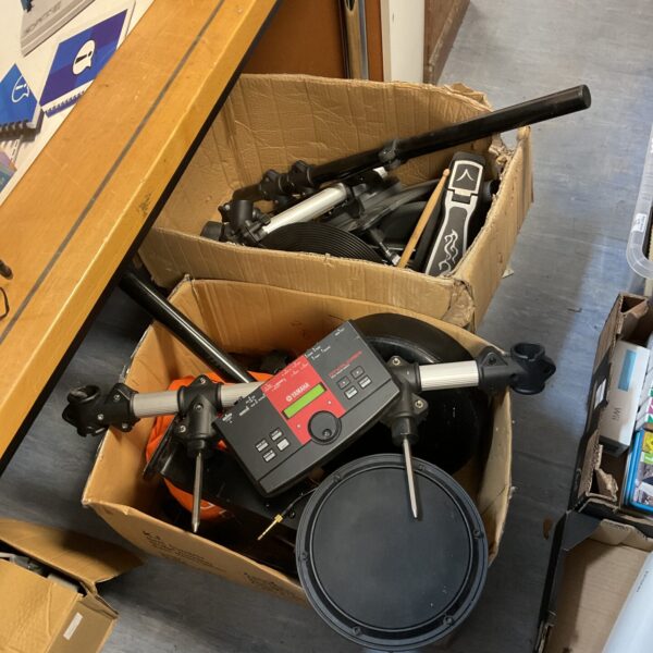 Yamaha DTXplorer electronic drum kit with stool and components.
