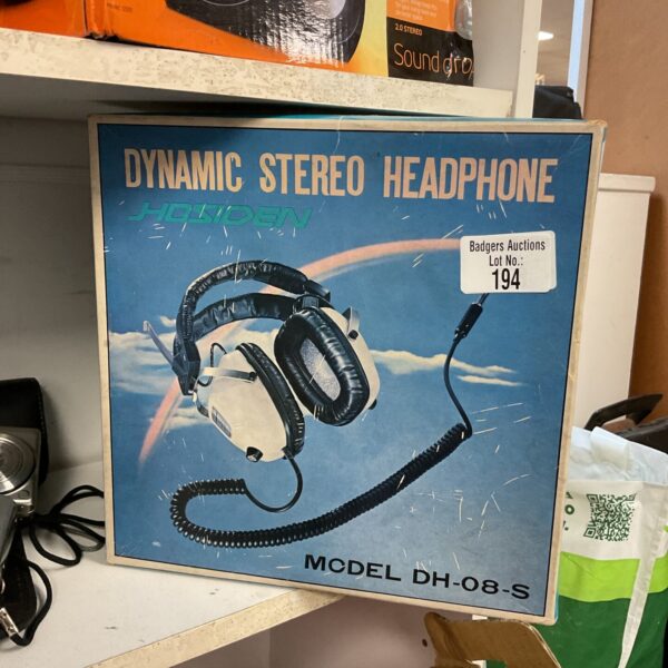 Vintage stereo headphones DH-08-S, coiled cord, retro audio.