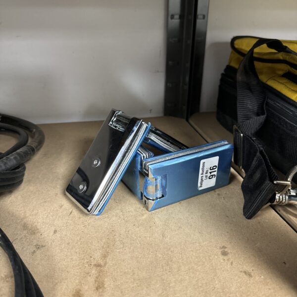 Pair of heavy-duty reinforced glass door hinges for glass doors.