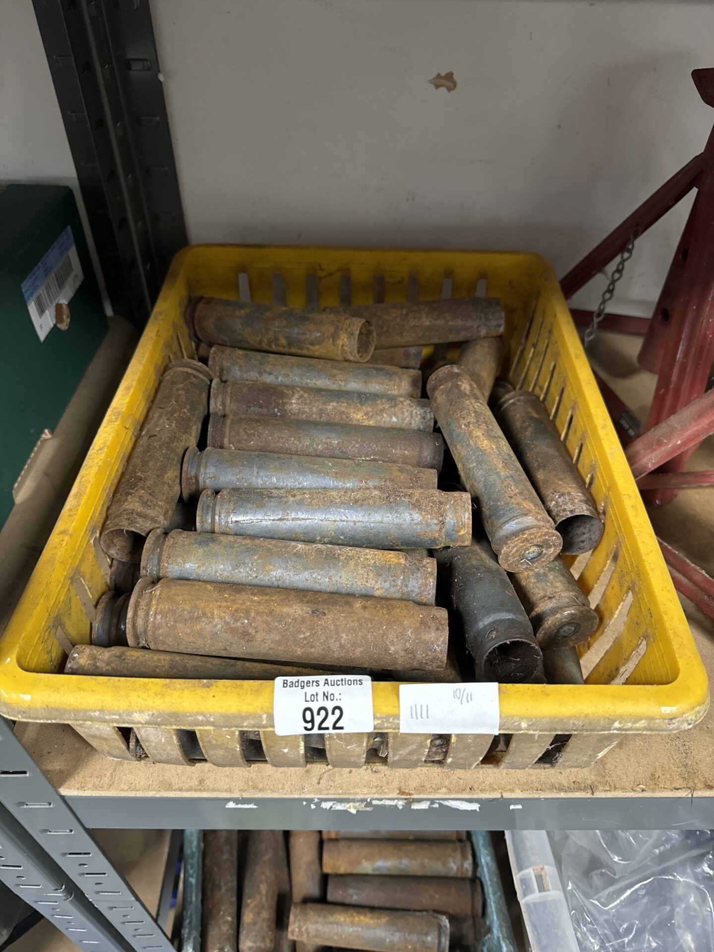 922 Tray of vintage cannon shells