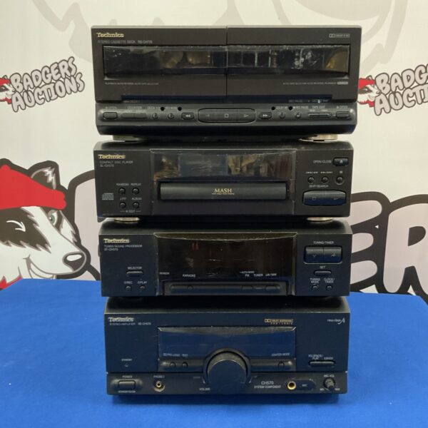 Black Technics hi-fi separates system with cassette and CD players.