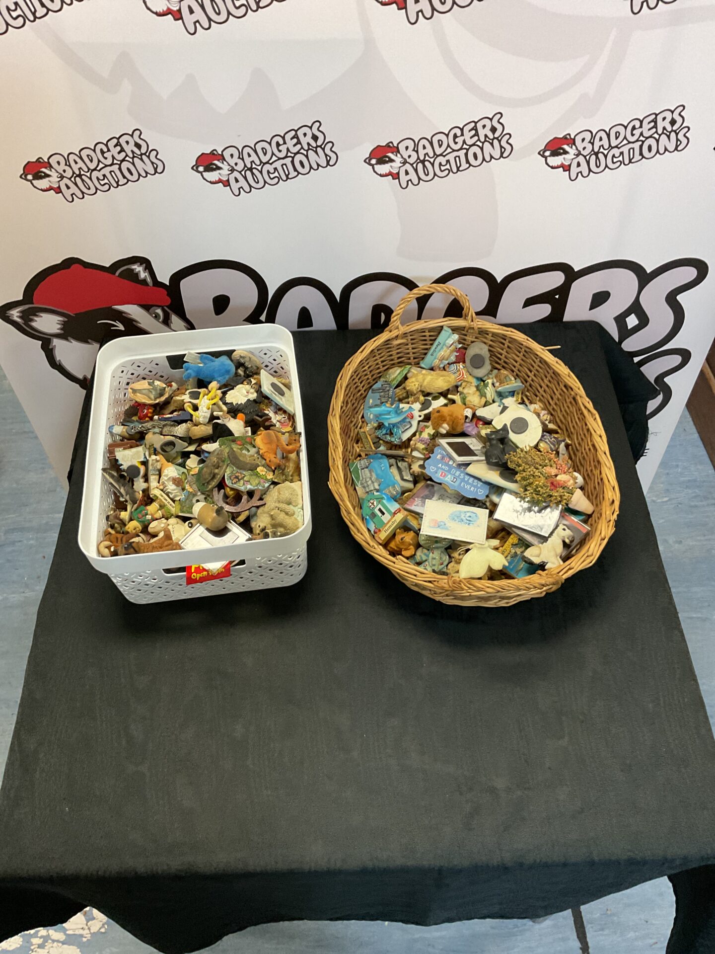 447 Selection of mixed magnets inc wicker basket