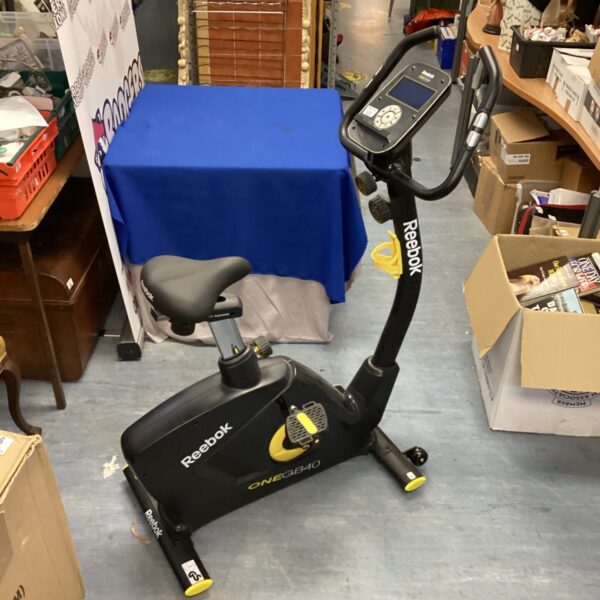 Reebok oneGB40 exercise bike for home fitness workouts.