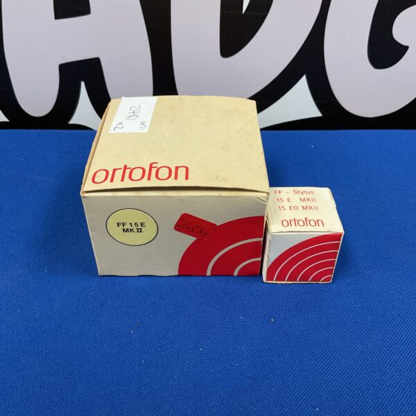 Close-up of Ortofon stylus replacement needle for vinyl record players.