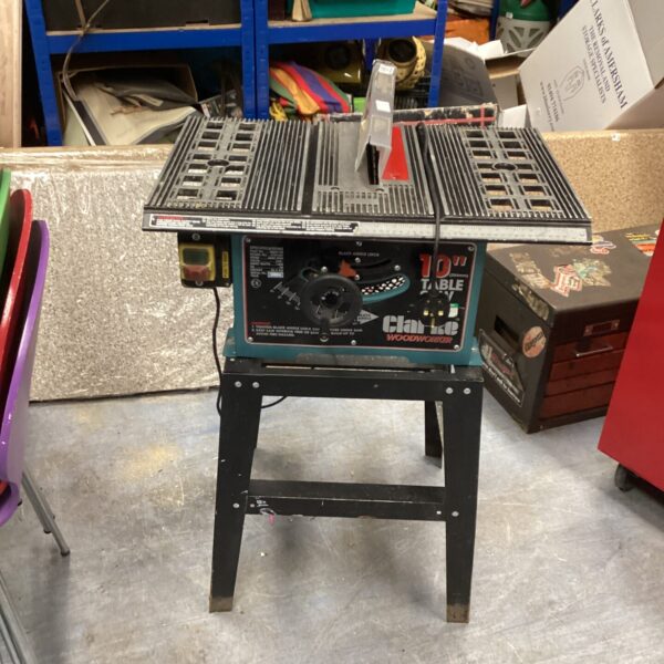 Vintage Clarke 10” Table Saw for woodworking projects.