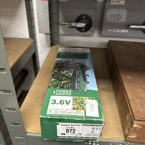 Unopened Bosch EasyPrune electric pruner in original packaging.