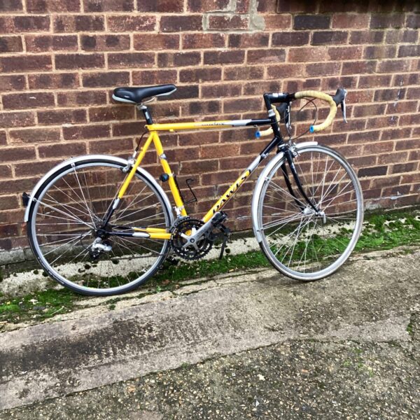 Side view of a vintage Dawes Andax racing bike.