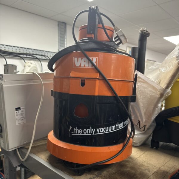 Industrial wet dry vacuum cleaner body for workshop use.