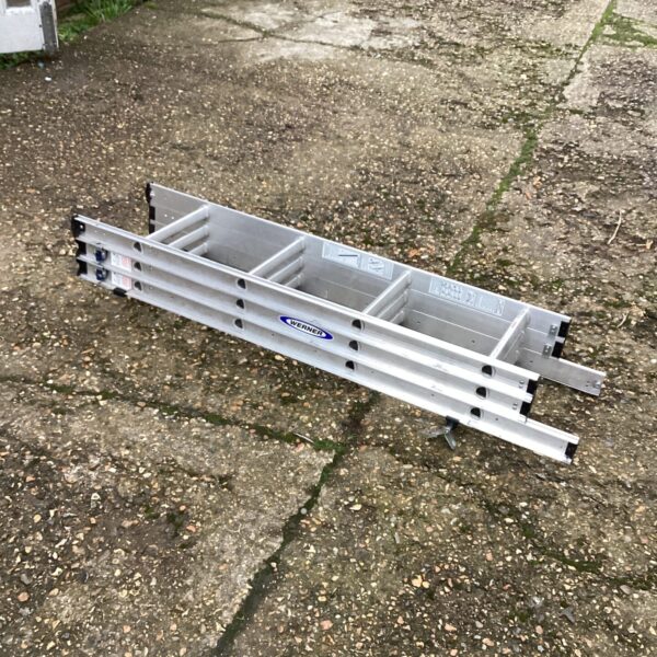 Werner aluminium loft ladder for attic access, folded and ready for use.