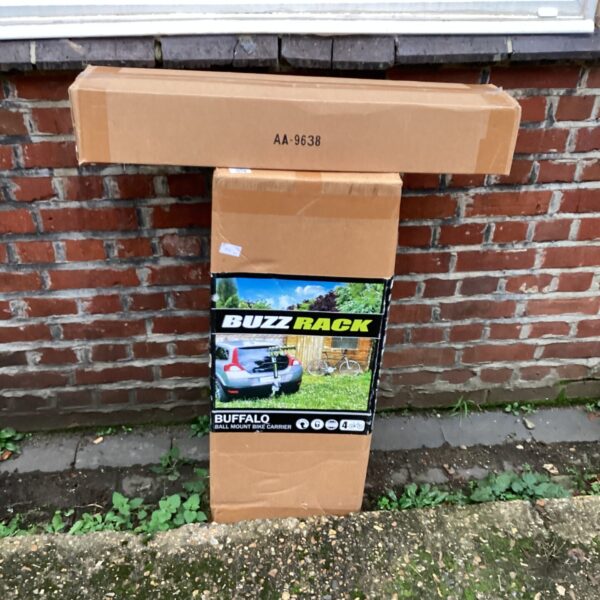 Original Buzz Rack AA-9638 towball bike carrier in packaging.