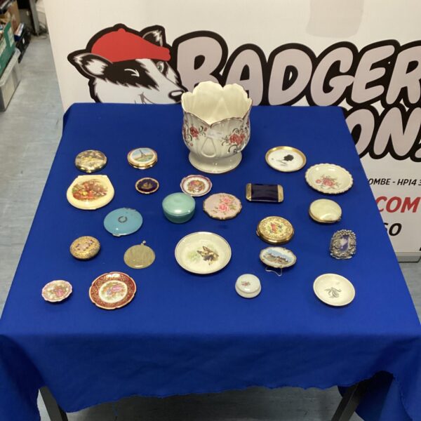 Selection of compacts small plates and a flower holder