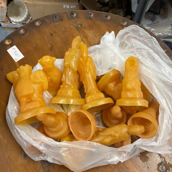 Vintage plaster moulds for Chinese chess pieces, ideal for crafting.