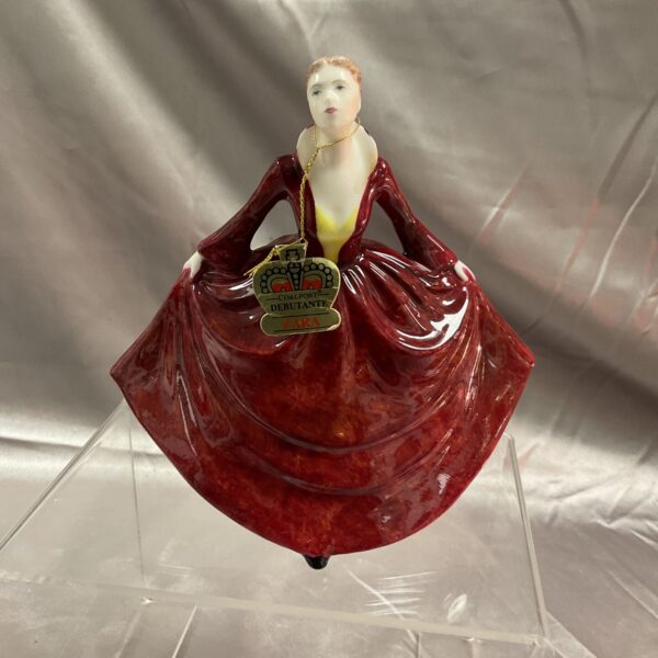 Front view of the Coalport Zara porcelain figure with original tag.