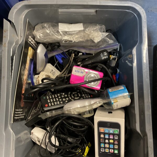 Job lot of phones and cameras including boxed iPhone.