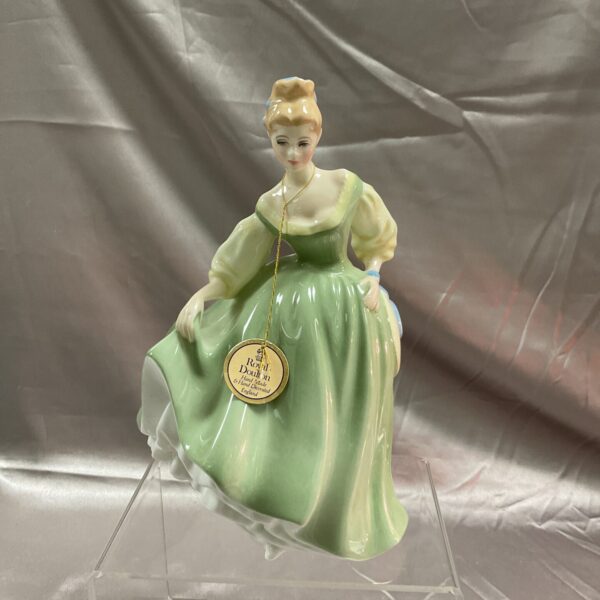 Royal Doulton Fair Lady figurine, porcelain figure in green dress.